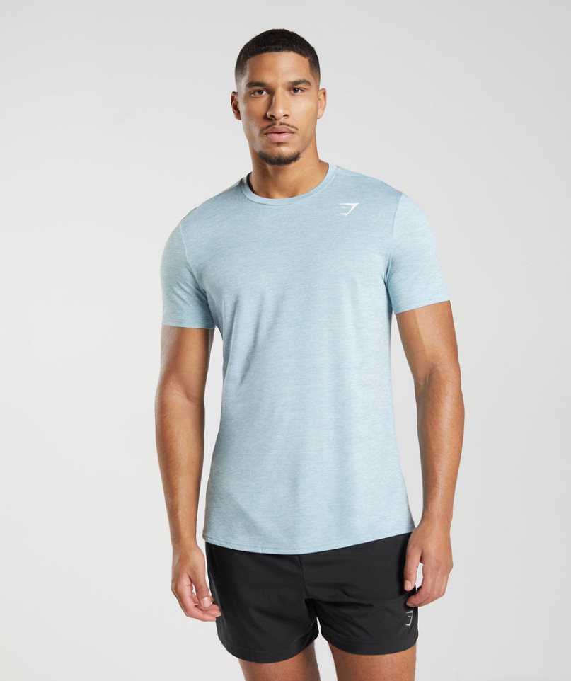 Men\'s Gymshark Arrival T-Shirts Light Blue | NZ 6HCOPJ